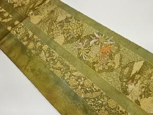 引箔花唐草に草花・鳳凰模様織出し袋帯